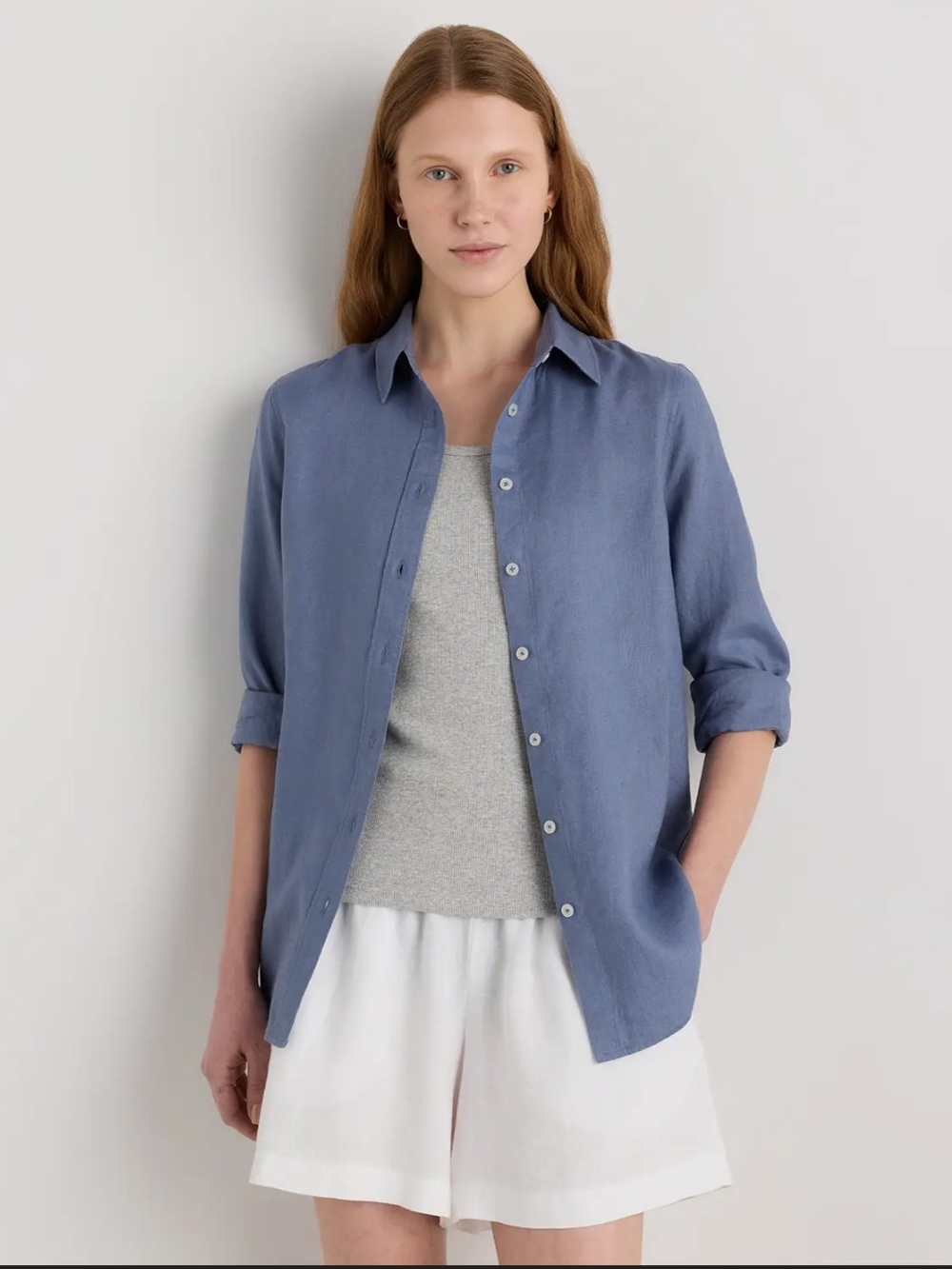 Quince 100% Linen Button-down Shirt - Moonstone Blue